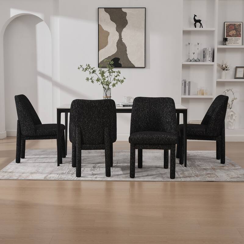 Upholstered Dining Chairs Set, Modern Dining Room Chairs Chenille Side Chairs with Curved Backrest, Armless Living Room Chair