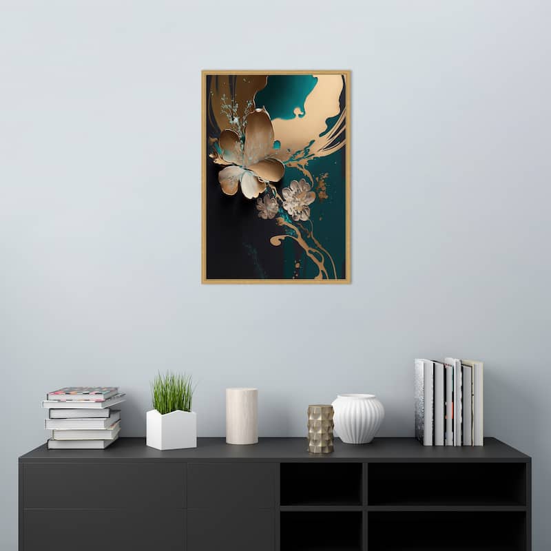 Azura Complement by Bella Eve Framed Canvas Wall Art Print - Sylvie Bright Gold