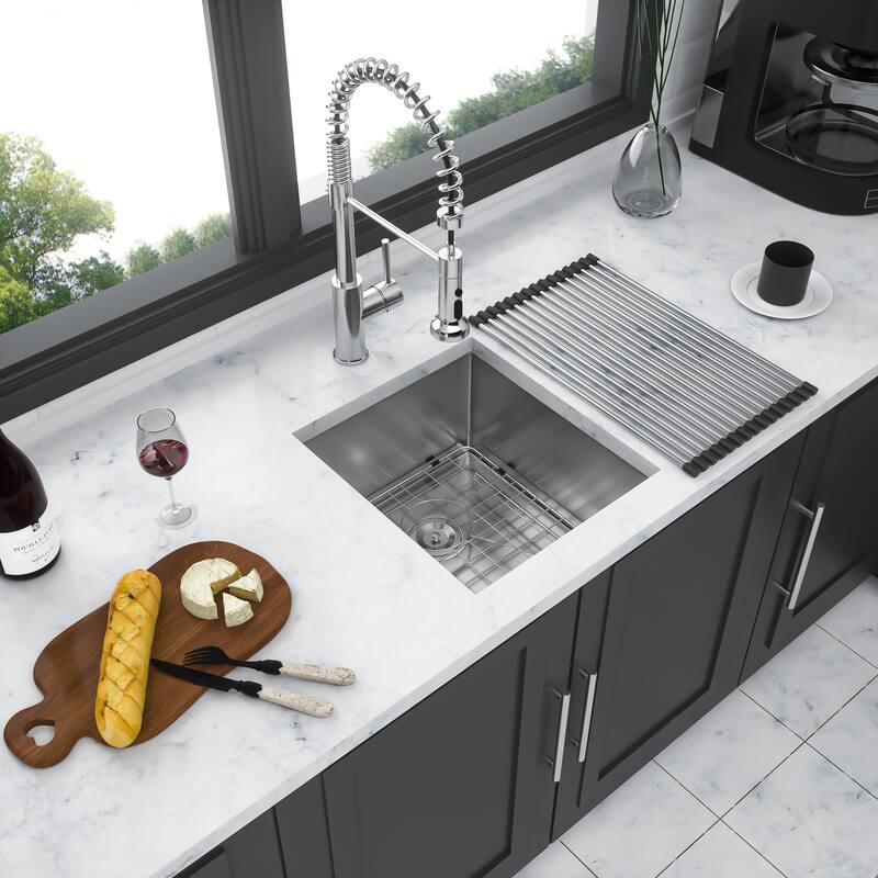 Undermount 16 Gauge Single Bowl Stainless Steel Kitchen Sink in Brushed Nickel