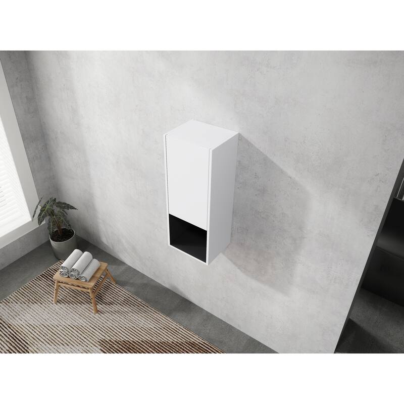 Modern Wall-Mounted Bathroom Side Cabinet with Soft-Close Doors, Floating Design, 6 Storage Compartments, 12-Inch Width