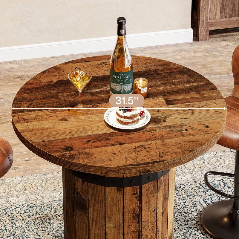 39.4 Inch Bar Height, Round Bar Table, Bistro Pub Table for Kitchen