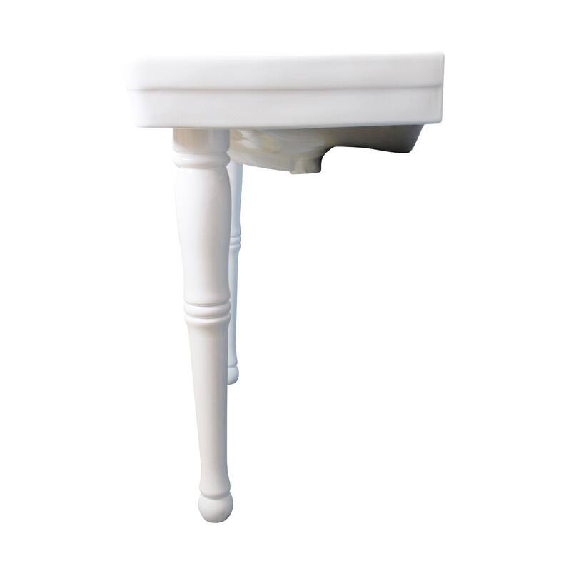 Console Bathroom Sinks 36" W White Belle Epoque Console Sinks with 2 Porcelain Legs Renovators Supply