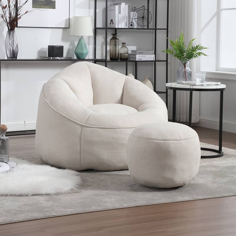 High Pressure Foam Bean Bag Sofa Chair with Footrest