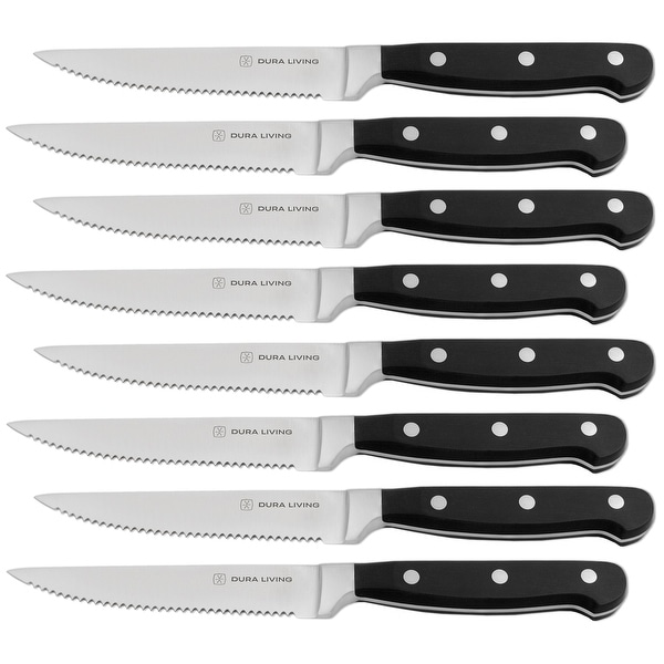 Beautiful 4-piece Forged, Micro-Serrated Kitchen Steak Knife Set in White 