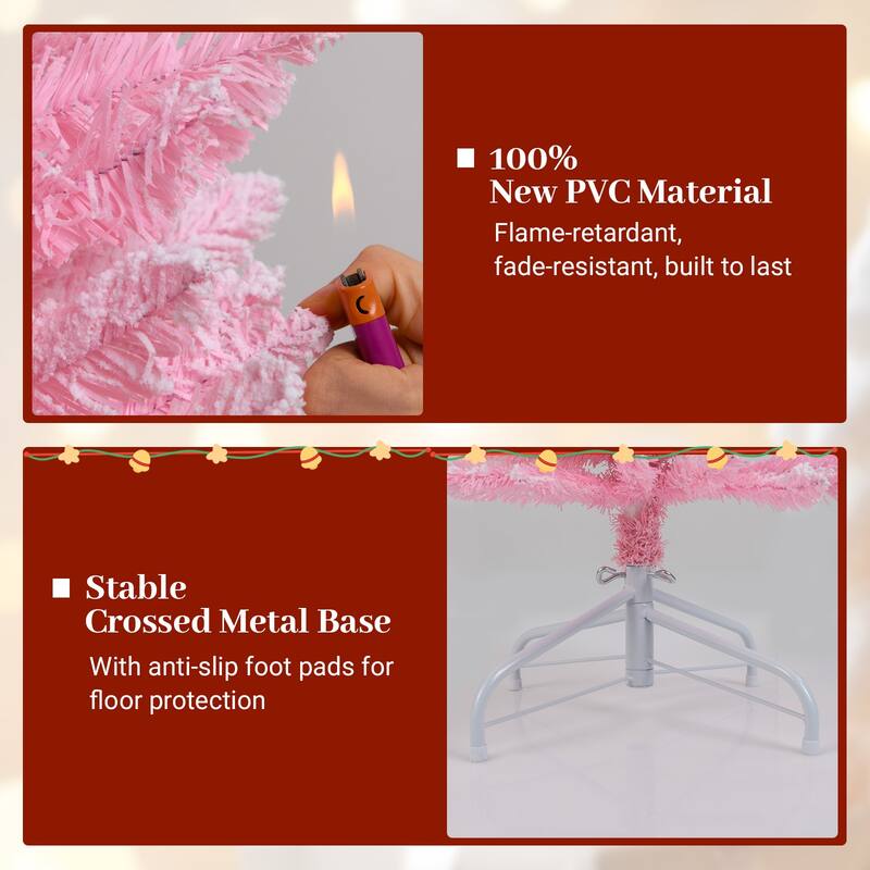 5 Feet Artificial Slim Pink Xmas Tree with Metal Stand and Lush Branch Tips Perfect Holiday Decor - 5 Feet
