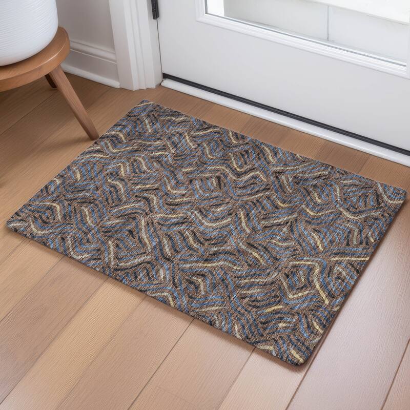 Machine Washable Indoor/ Outdoor Modern Jamie Chantille Rug