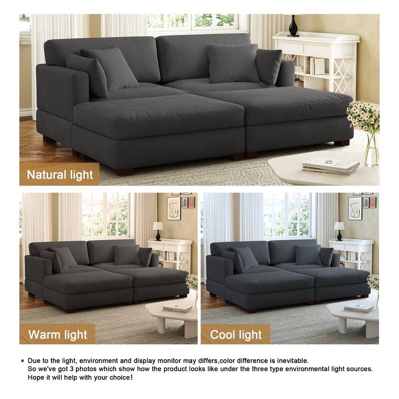 Corduroy Modular Sectional Sofa Deep Seat Corner Sofas & Ottomans