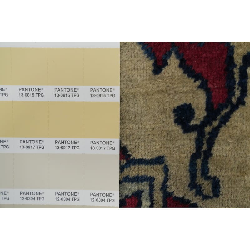 Hand Knotted Oriental 100% Wool Carpet Traditional Floral Beige & Ivories Kerman Area Rug - 8' 9'' X 6' 8''
