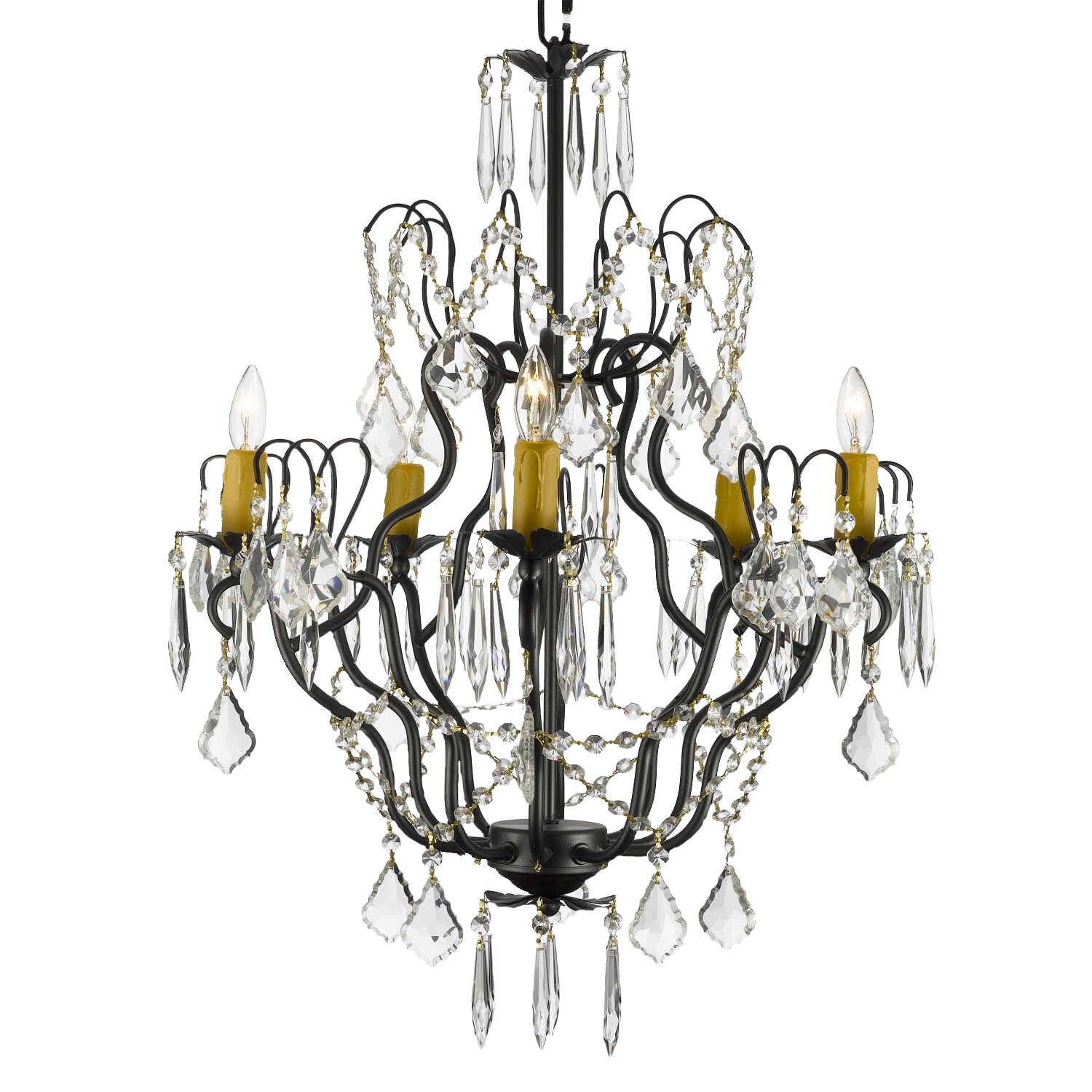 Versailles Iron & Crystal 5 Light Chandelier - Chandeliers For Bedrooms by Overstock.com