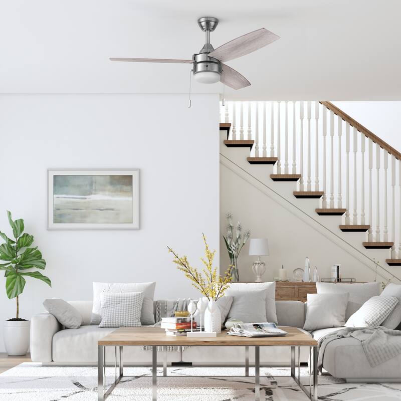 48" Honeywell Berryhill Ceiling Fan with Color Changing LED Light, Pull Chain, Dual Mounting Options, 3 Dual Finish Blades