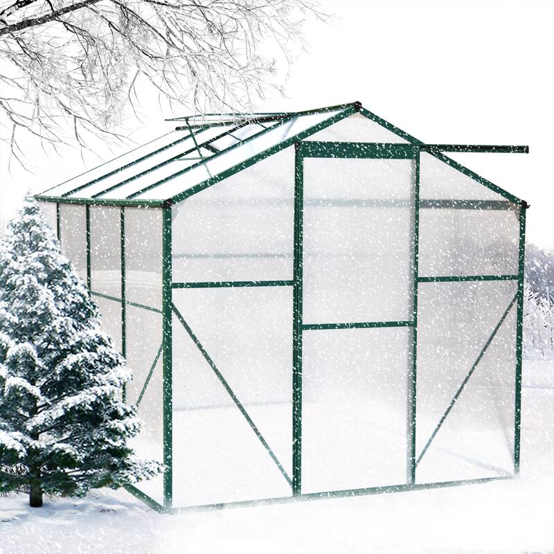 Polycarbonate Greenhouse,6'x 8' Heavy Duty Walk-in