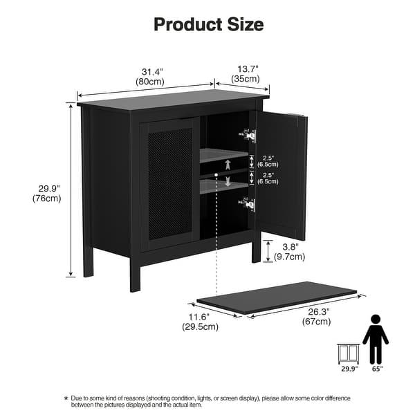 Anmytek Modern 2-Door Wood Black Kitchen Buffet Sideboard Accent Storage Cabinet with Adjustable Shelf