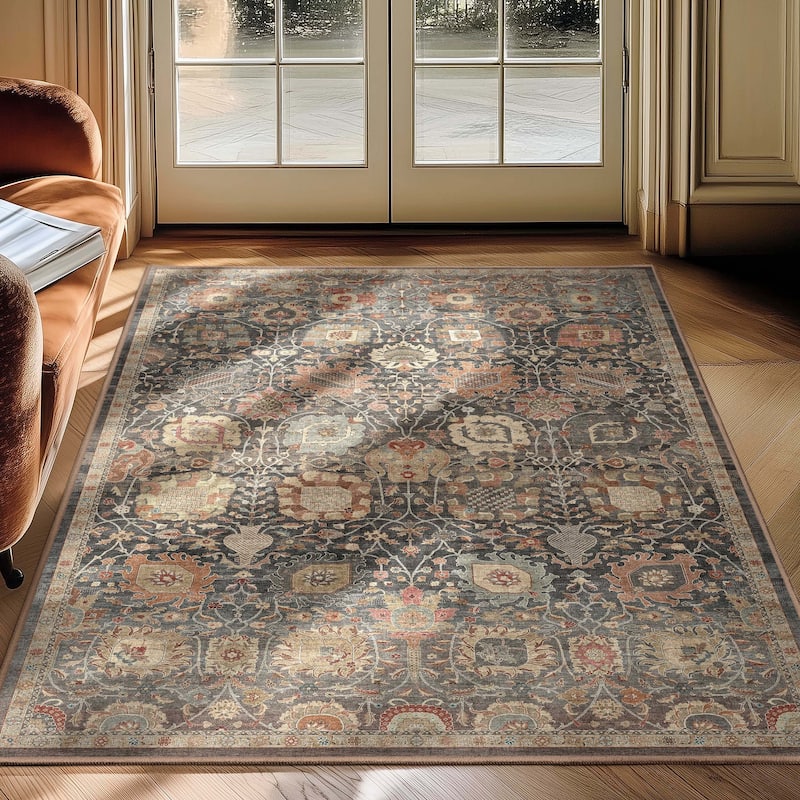 Well Woven Apollo Serapi Vienna Medallon Vintage Flat-Weave Area Rug - 3'3" x 5' - Gray Beige