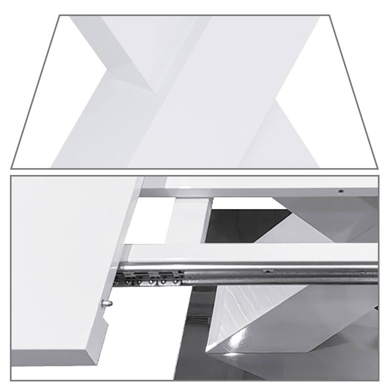 Elegant Stylish Stretchable Wooden Dining Table with Self-Storage Leaf