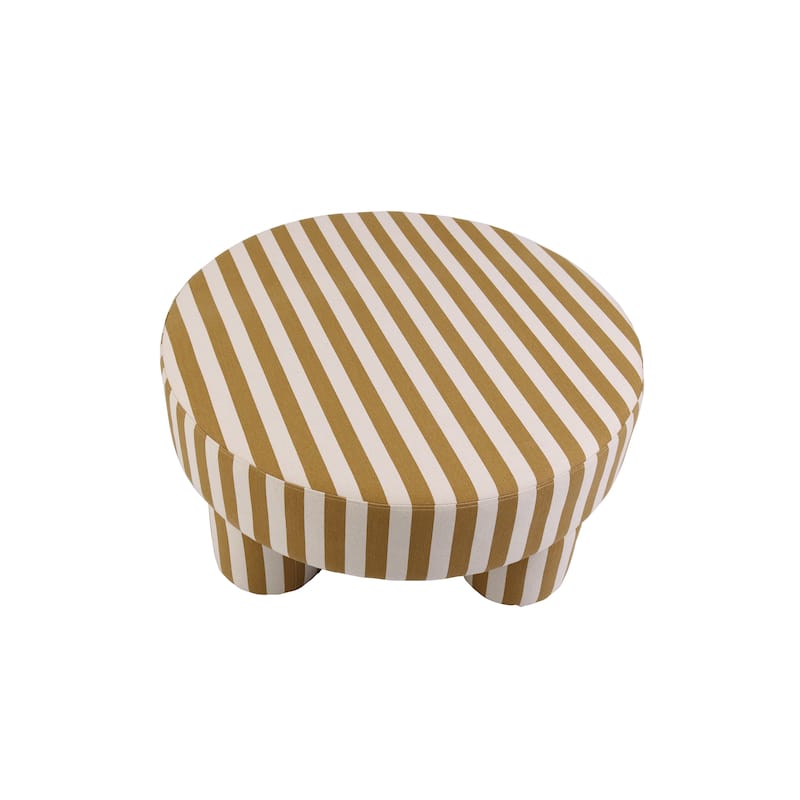 Fabric Upholstered Striped Table Ottoman
