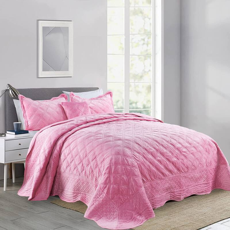 Serenta Supersoft Microplush Quilted 4 Pieces Bedspread Coverlet Set