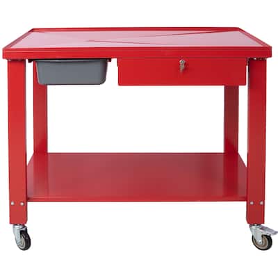 Rolling Work Station with Locking Drawer and Removable Drain Table