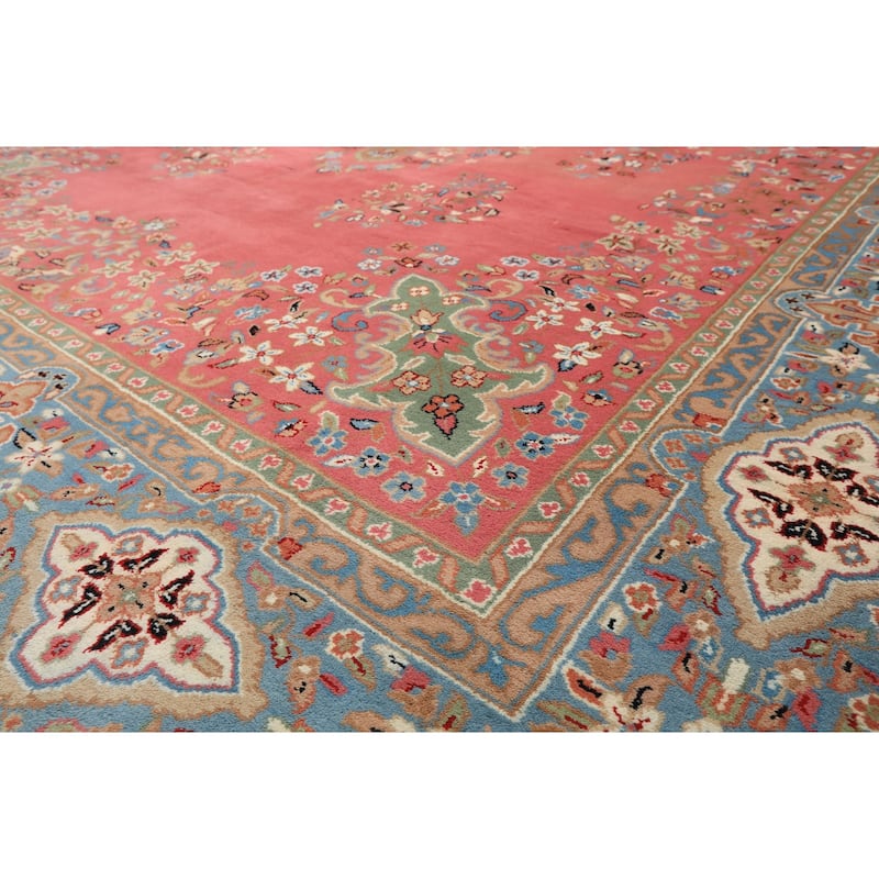 9x12 Hand Knotted Wool Pink Kashaan Traditional Botanical Plush Pile Area Rug - 9' x 12'