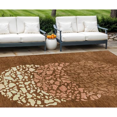 HomeRoots Abstract Transitional Rectangle Outdoor Rug