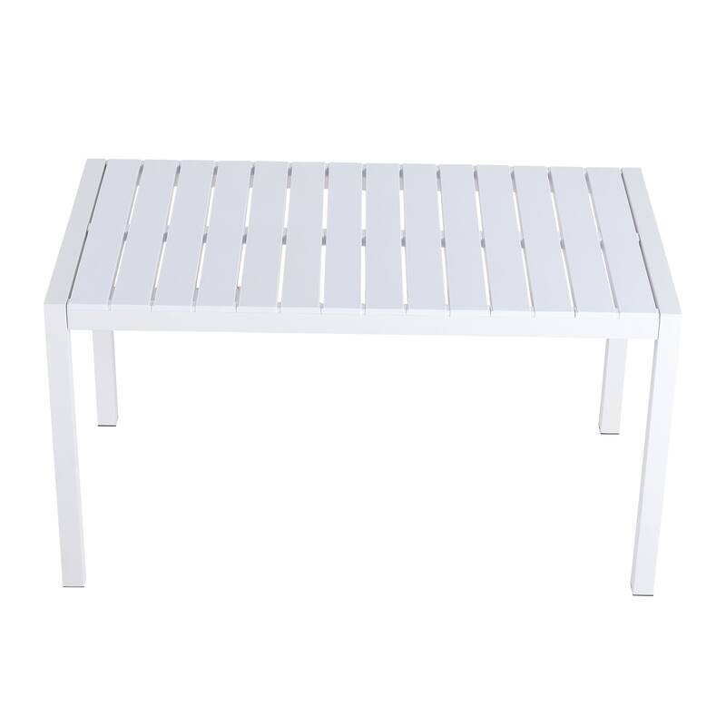 55" Modern White Dining Table with PP Tabletop and Metal Legs