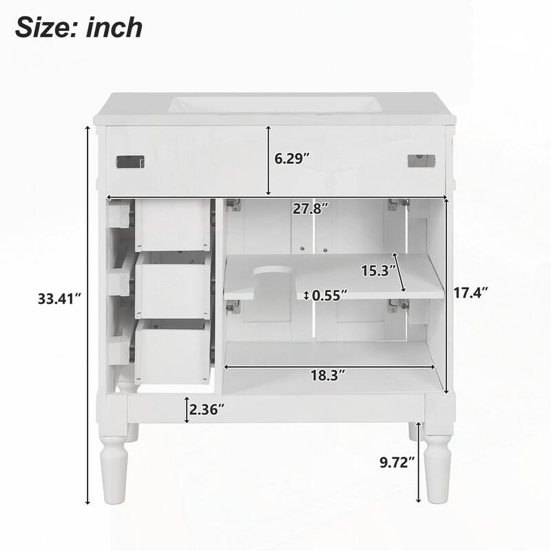 Solid Wood Frame Bathroom Vanity with Ceramic Sink