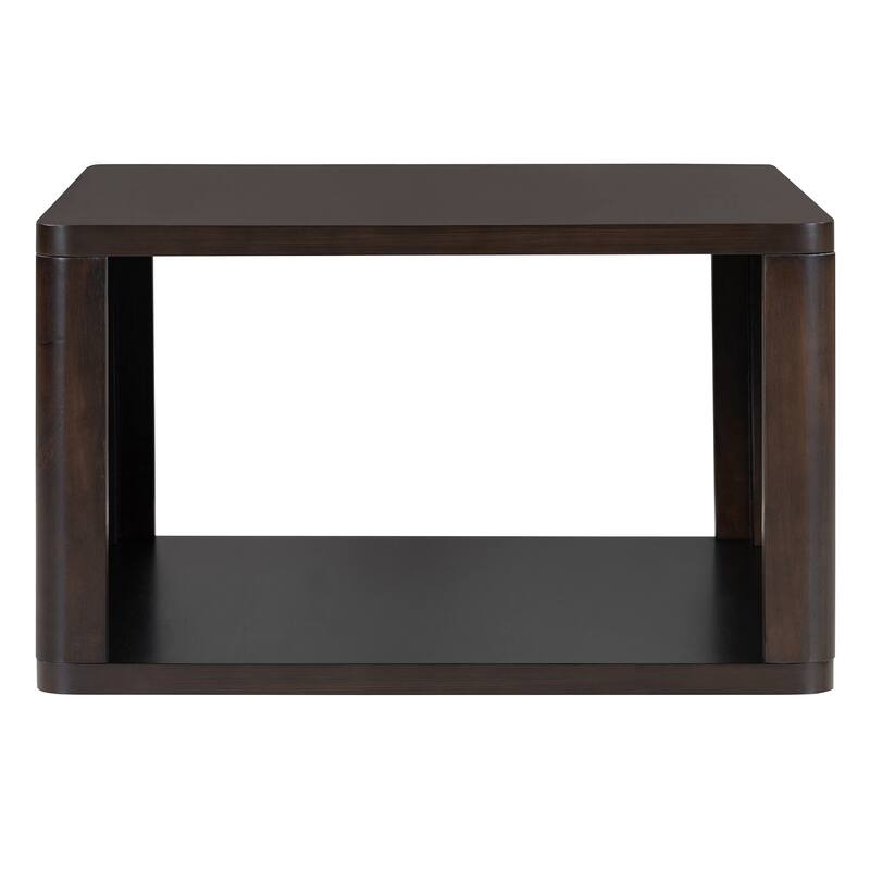 Roomfitters Modern Square Coffee Table with Open Storage Shelf, Wood Finish, 2-Tier Center Table 30.8"
