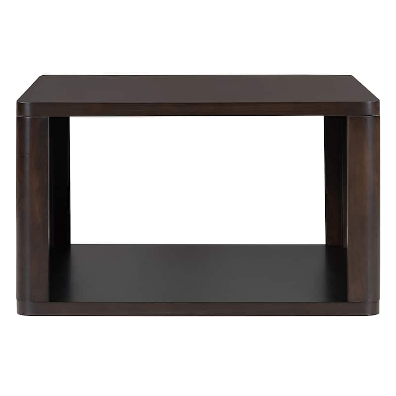 Square Coffee Table in Farmhouse Coffee Table with Storage,2-Tier Center Table with Half Open Storage Compartment in 30.8"