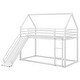 preview thumbnail 8 of 9, Twin Over Twin Heavy Steel Low Bunk Bed with Ladder & Slide, Space-Saving House Shaped Bunk Bed Frame for Kids Boys Girls, White