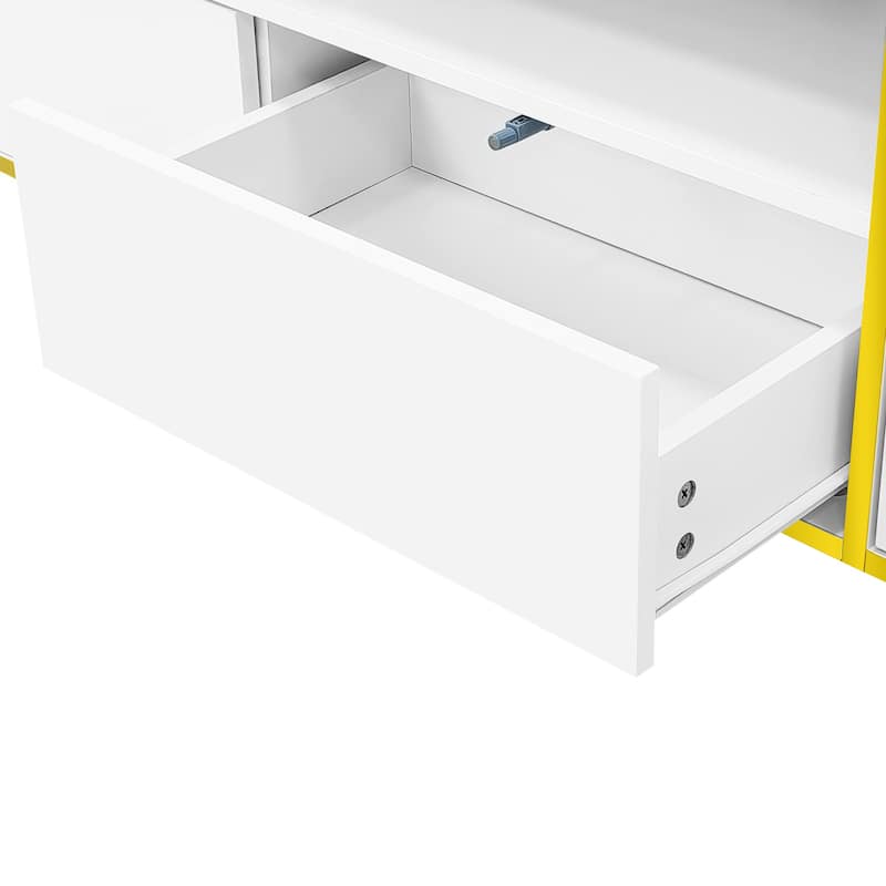 70.9" Luxury LED TV Stand with Smart Lighting - 2 Cabinets, 2 Drawers and Anti Tip Design and Cable Management