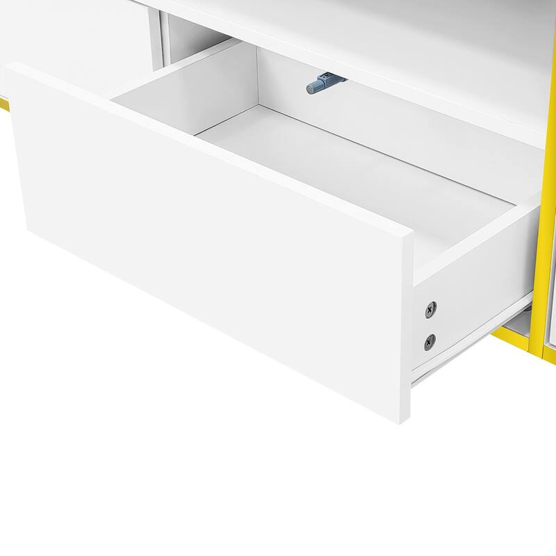 Modern LED TV Stand Storage Cabinet with 2 Drawers & 2 Shelves, Entertainment Center Console for TVs up to 80"