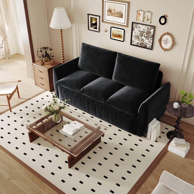 Homy Casa 70'' Velvet Pull-Out Sofa Bed, Convertible Sleeper Loveseat