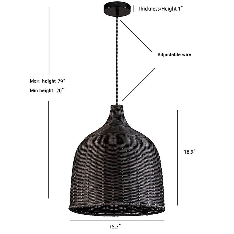 Reely Wicker Rattan Single Light Pendant - 17.7" x 15.7"