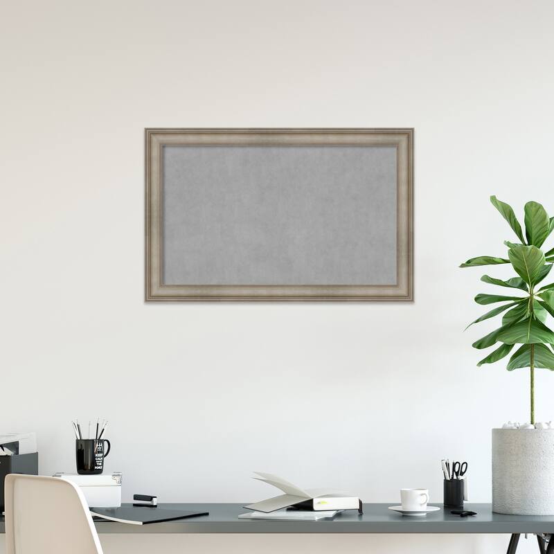 Amanti Art Mezzanine Antique Silver Narrow Framed Magnetic Board