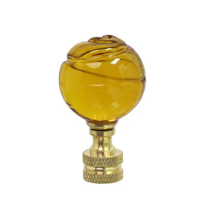 Aspen Creative 1 Pack Yellow Glass Ball Lamp Finial in Solid Brass Finish, 2" Tall