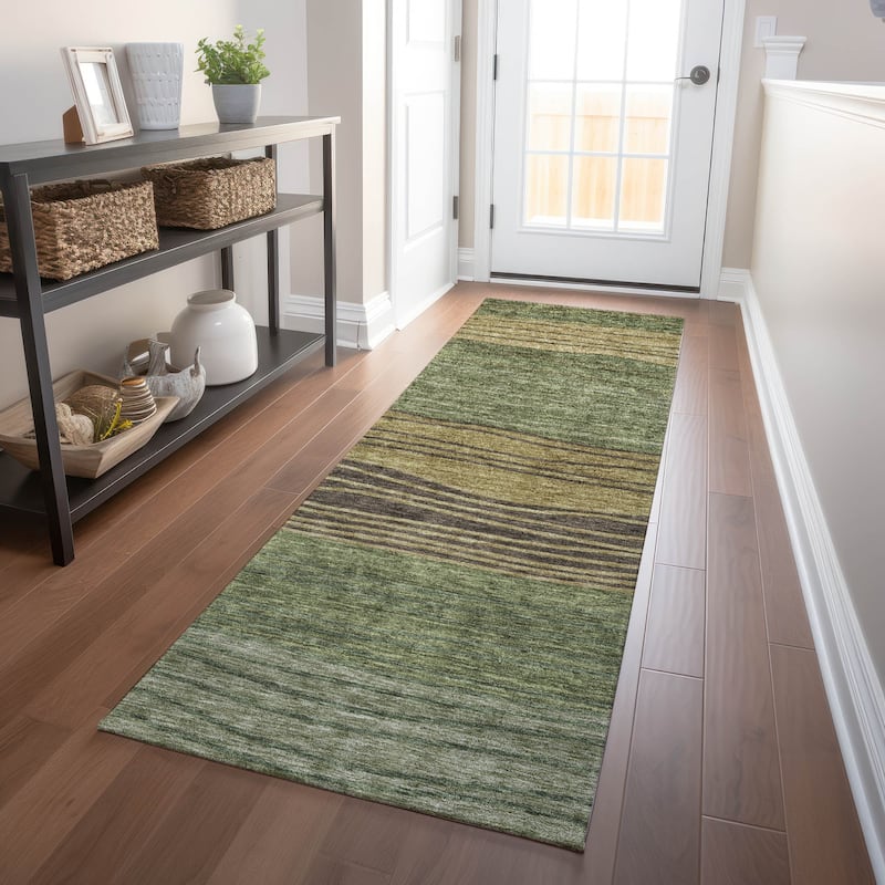 Premium Washable Super Soft Modern Ombre Mayfield Rug - Olive - 2' 3" x 7' 6" - Runner