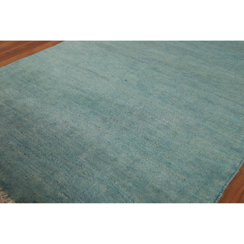 Modern Blue Gabbeh Oriental Rug Handmade Wool Carpet - 3'3" x 4'10"