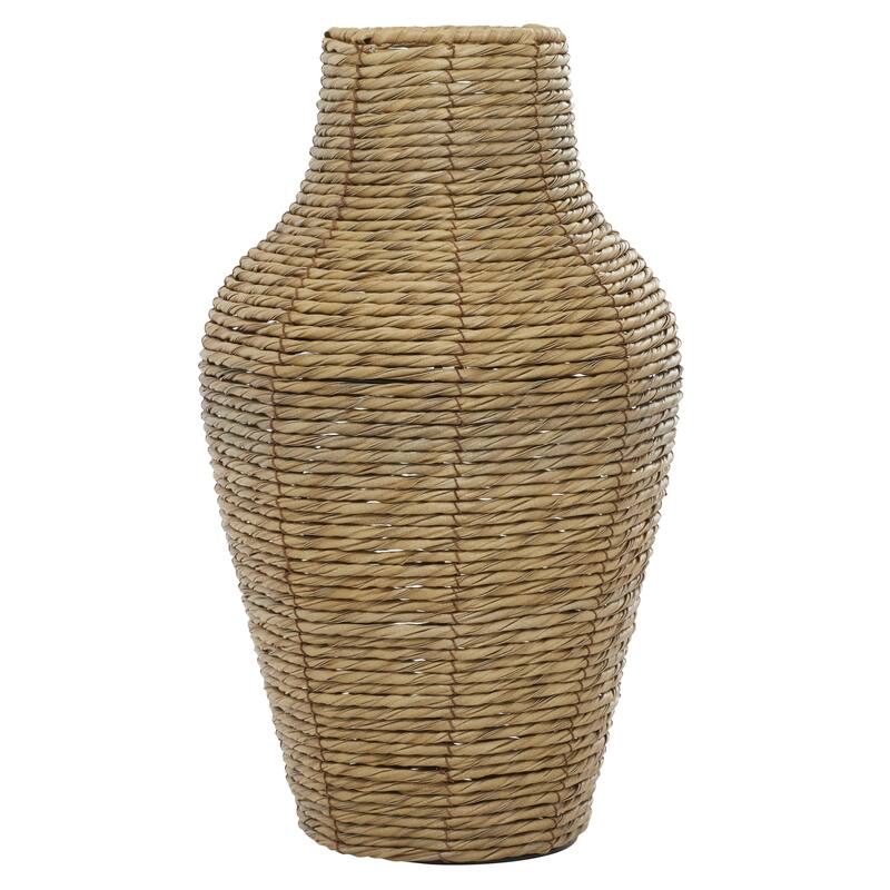 Faux Seagrass Handmade Tall Woven Floor Decorative Vase - Brown - Roche River Decor - Brown - 10"W, 18"H