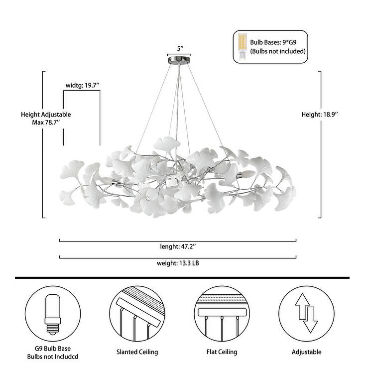 KAYLA Luxury Ginkgo Branch Chandelier for Living Room, Dining Room, Foyer, Kitchen Island