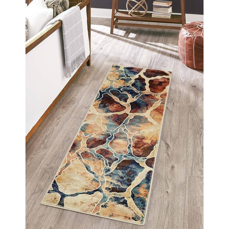 Contemporary Harrogate Collection Area Rug - Brick Red - 2'x8'