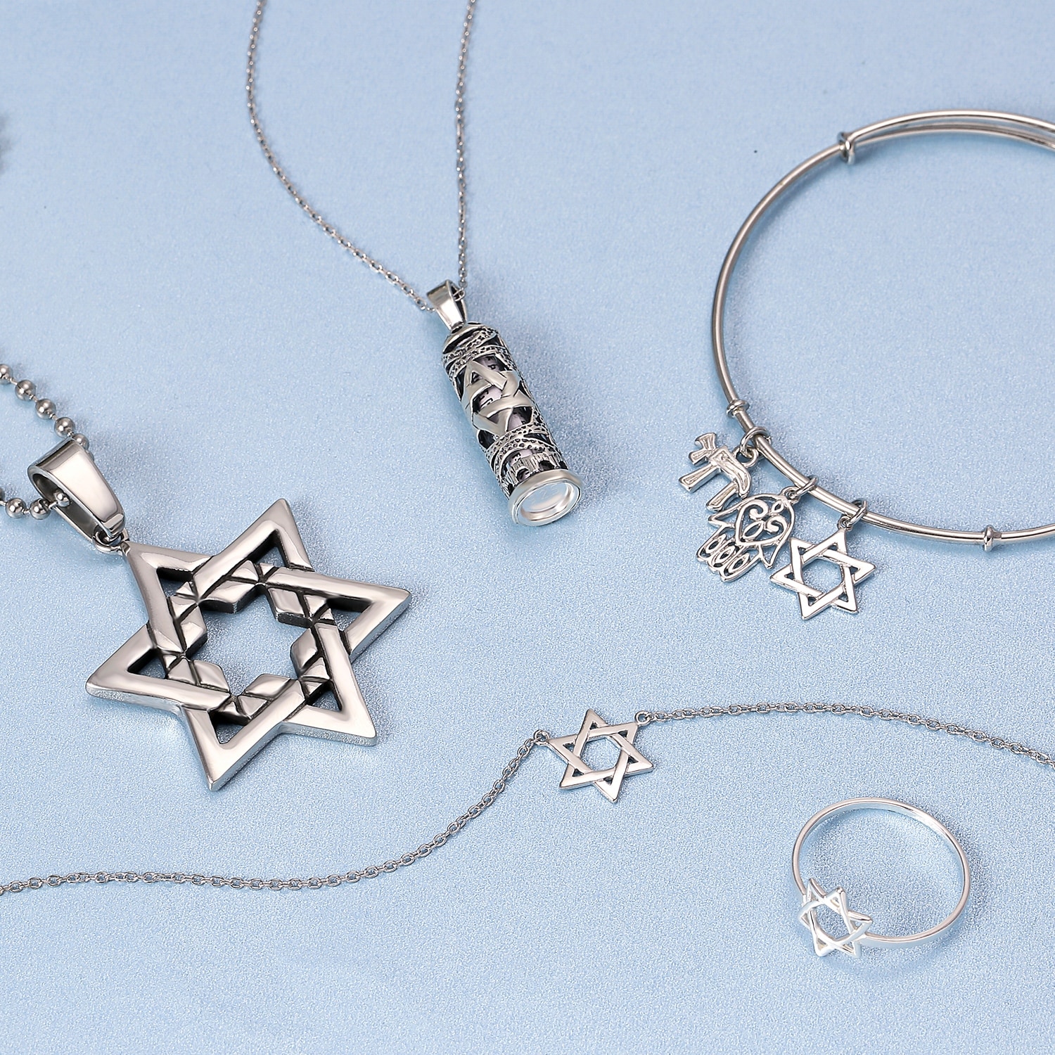 Mens necklace Retro Star Of David Sacred Geometry Necklace Hanukkah Jewish Magen David Pendant Handmade Solomon Seal Necklace Badges