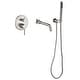 preview thumbnail 15 of 41, Solid Brass 2 Handle Wall Mounted Roman Tub Faucet With Handheld Shower Brushed Nickel