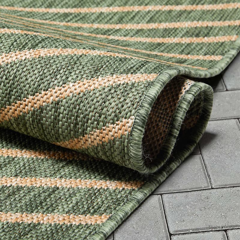 Well Woven Medusa Linden Indoor Outdoor Striped Modern Area Rug