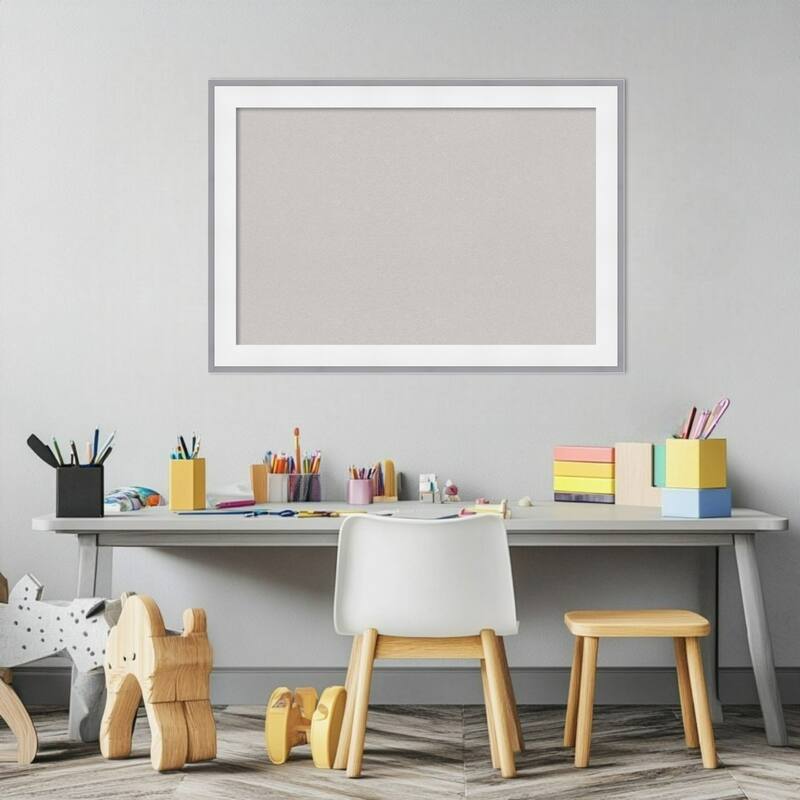 Maya White Silver Framed Cork Board - Bulletin Board, Organization Board, Pin Board