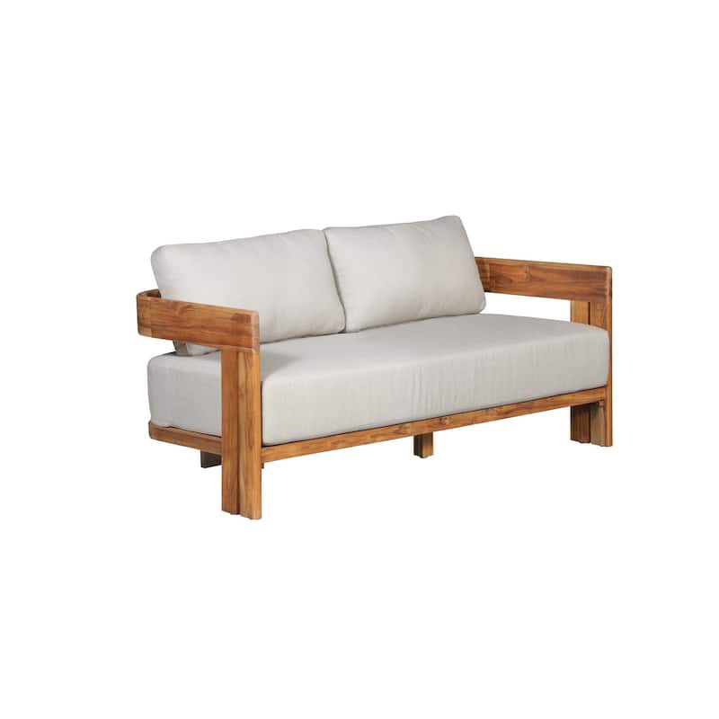 Paradiso Outdoor Solid Teak Wood Love Seat - Grey