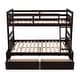 preview thumbnail 9 of 7, Espresso Twin Over Full Solid Pine Wood Bunk Bed with Storage Drawers, Convertible to 2 Beds