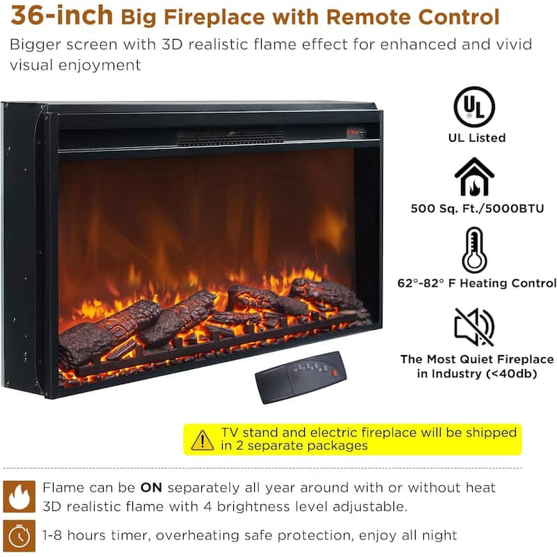 Farmhouse Fireplace TV Stand for 80 Inch TV, Entertainment Center