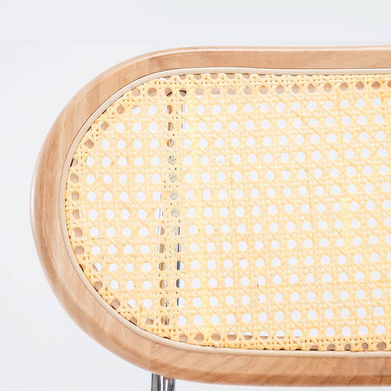 18 in. Rattan Dining Chairs with Faux Leather Seat (set of 2) - 32.48''H X 18.31'' W X 19.88'' D