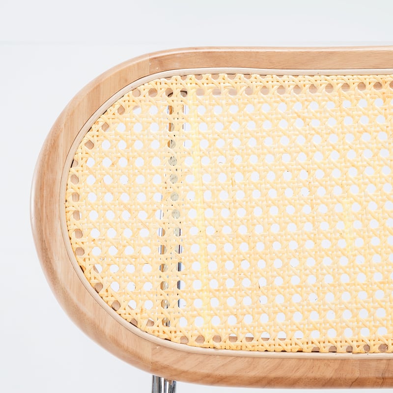 24 in. Rattan Counter Height Bar Stools with Faux Leather Seat (set of 2)