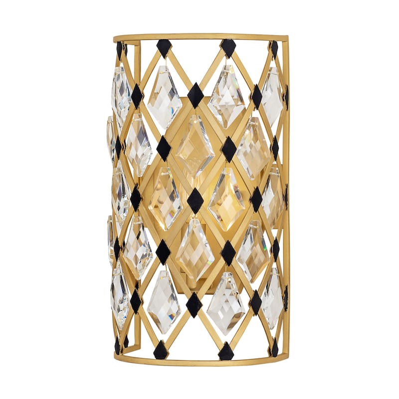 Varaluz Windsor 1-Light Crystal Sconce - French Gold/Matte Black