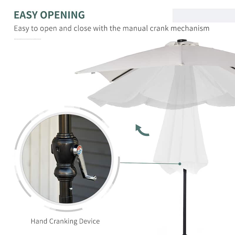 Outdoor Umbrella Lighted Patio Umbrella with Tilt Crank, for Garden Deck Backyard Pool Beach, Dark Gray